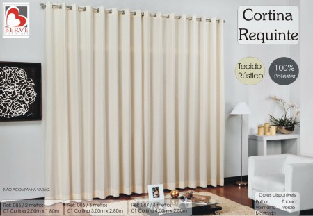 CORTINA REQUINTE - 2,00m x 1,80m ou 3,00m x 2,80m - VÁRIAS CORES    *Produto sujeito à disponibilidade de estoque.